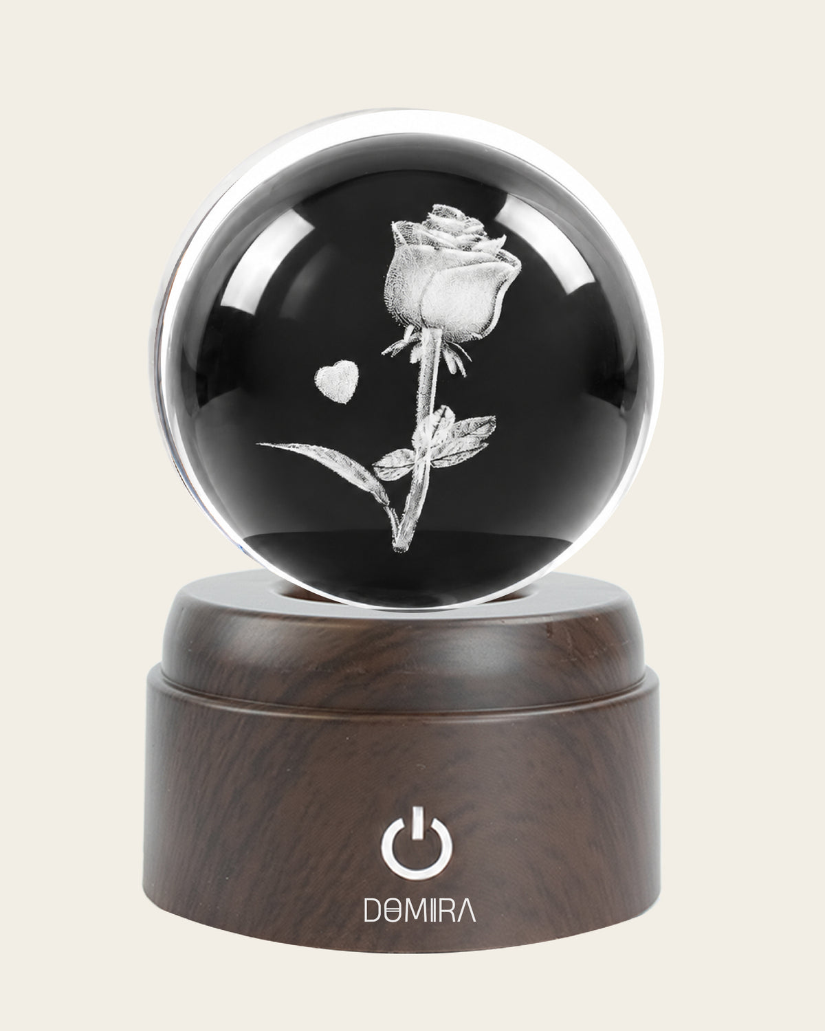 Eternal Rose crystal globe close-up of the 3D engraved design