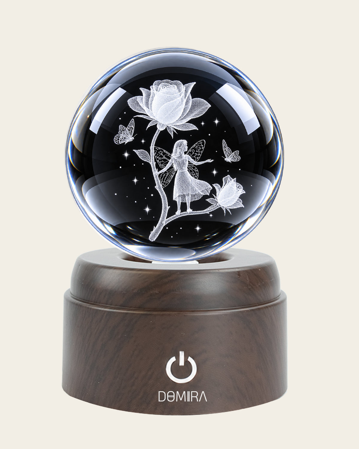 Garden of Dreams crystal globe close-up of the 3D engraved design