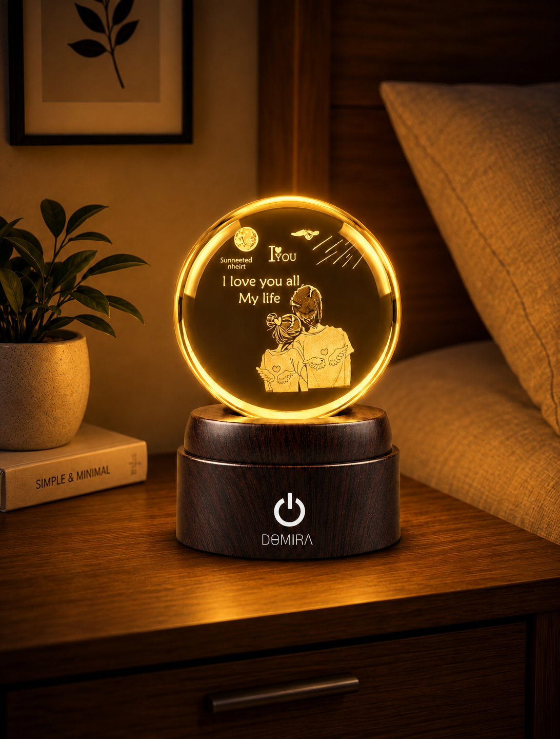 Together Forever crystal globe glowing warm amber