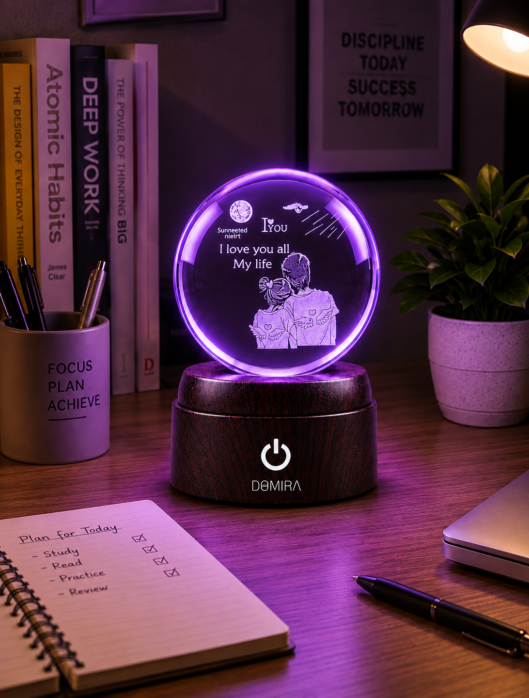 Together Forever crystal globe glowing purple
