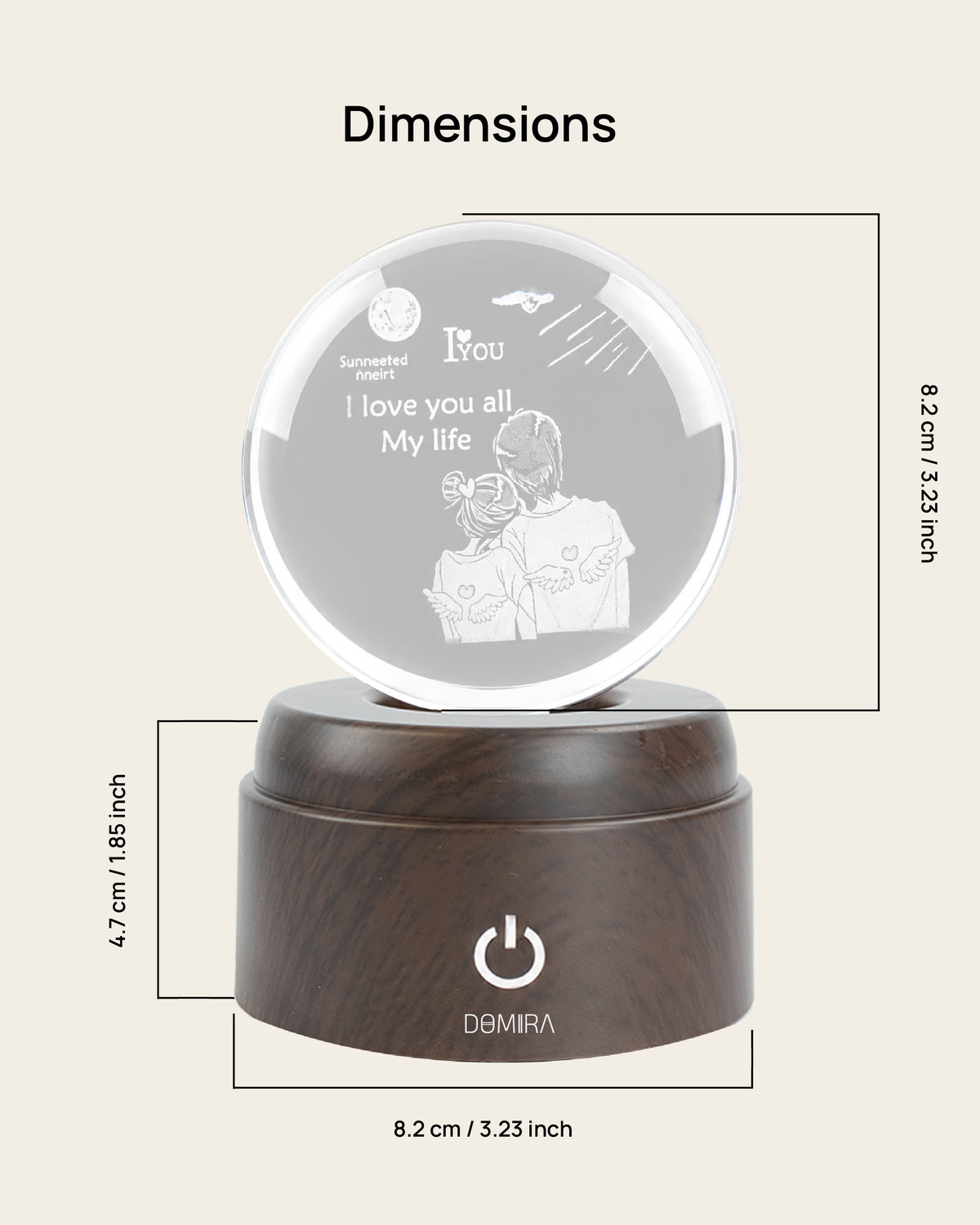 Together Forever crystal globe dimensions: 8.2 cm globe on an 8.2 cm wide, 4.7 cm high base