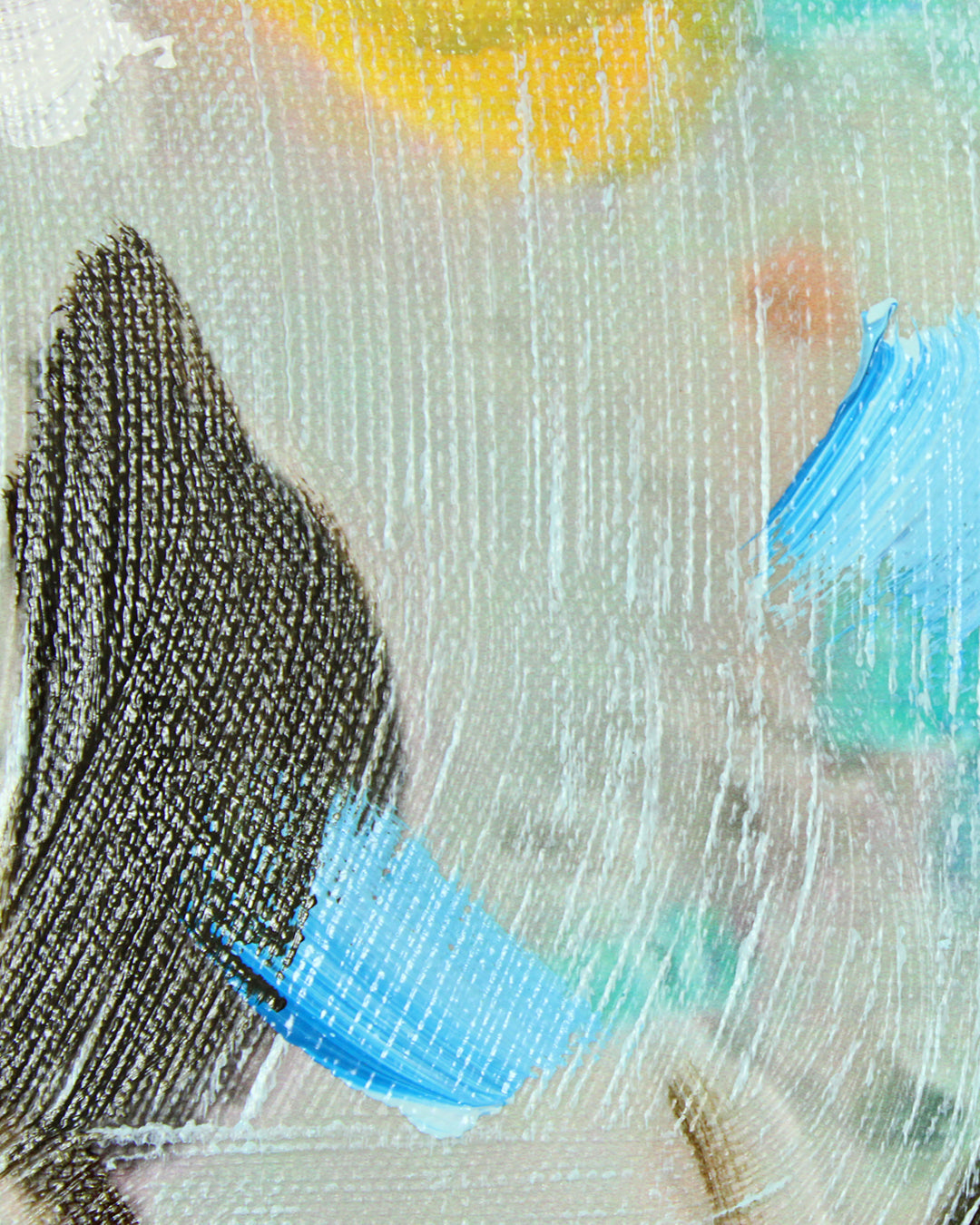 Magnolia Blue teal & white floral wall art close-up of the brushwork