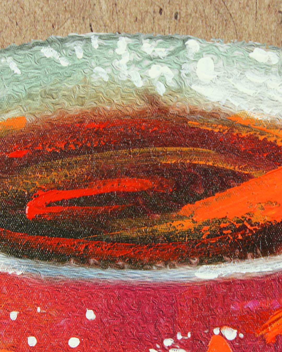 Morning Post coffee themed wall art close-up of the red coffee cup