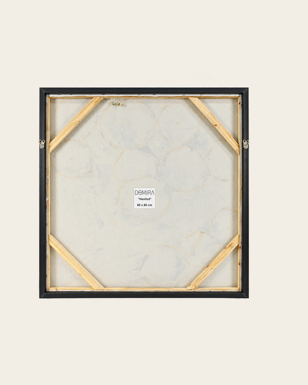 Nestled white flower canvas art back of the framed canvas