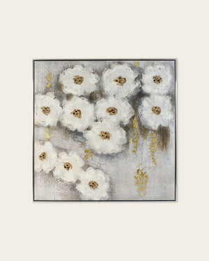 Nestled white flower canvas art front view