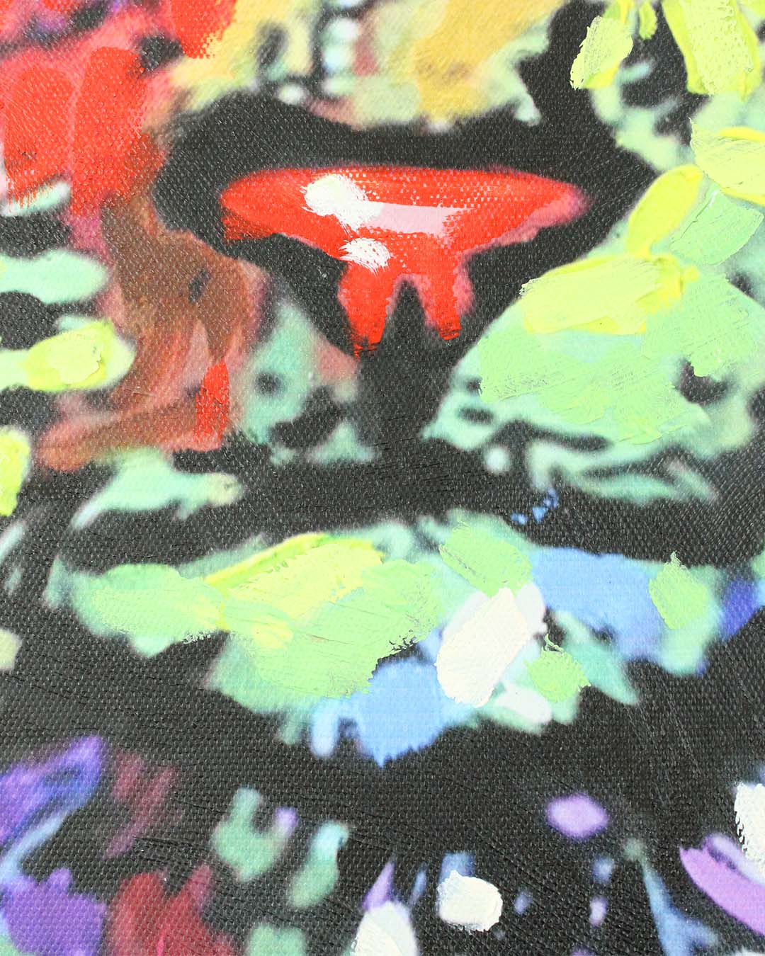Night Watch colourful cat wall art close-up of the colourful brushwork