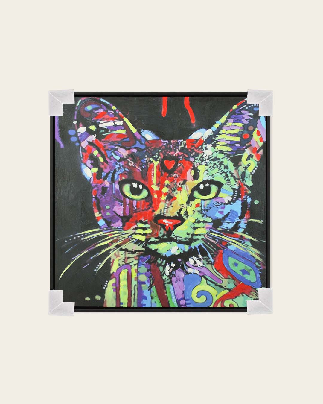 Night Watch colourful cat wall art with corner protectors for delivery