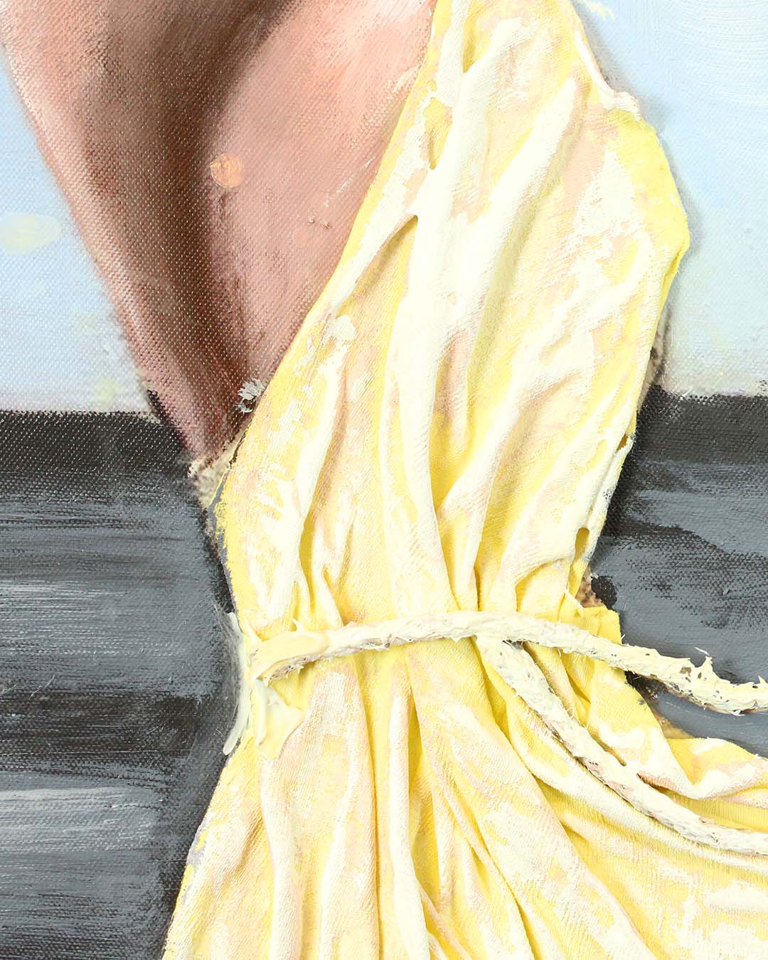 Ondine seaside figure painting close-up of the textured paint