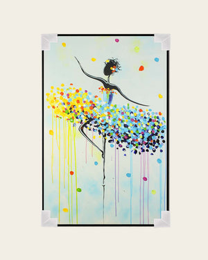 Pirouette colourful ballerina painting front view