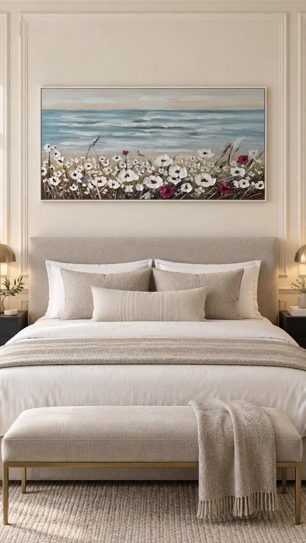 Load video: The Calm Before white poppy painting being made