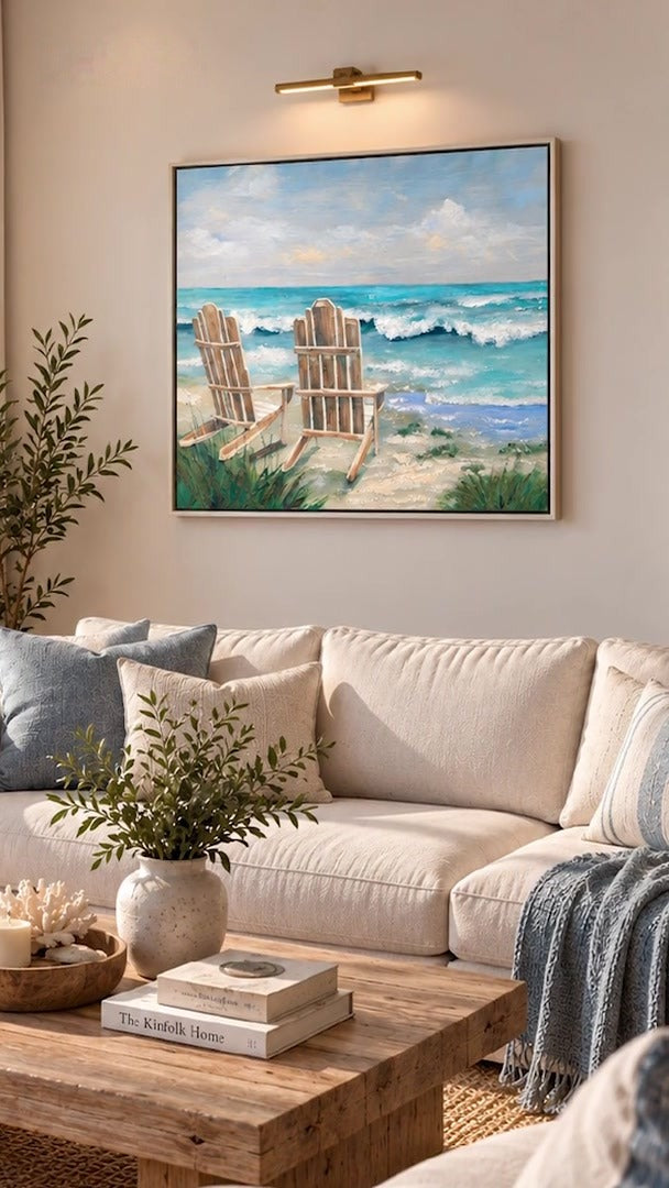 Load video: The View We Kept beach house wall art being made