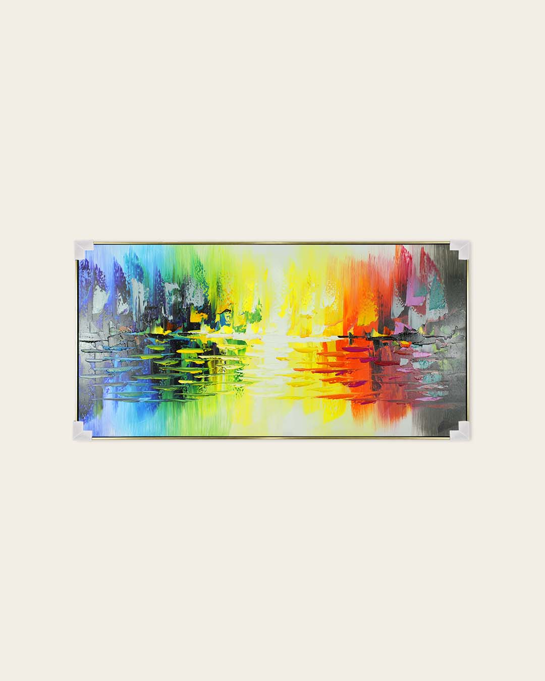 Prism colourful abstract painting with corner protectors for delivery