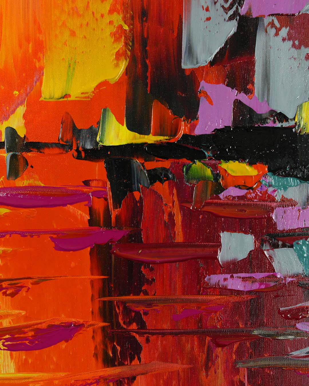 Prism colourful abstract painting close-up of the textured paint