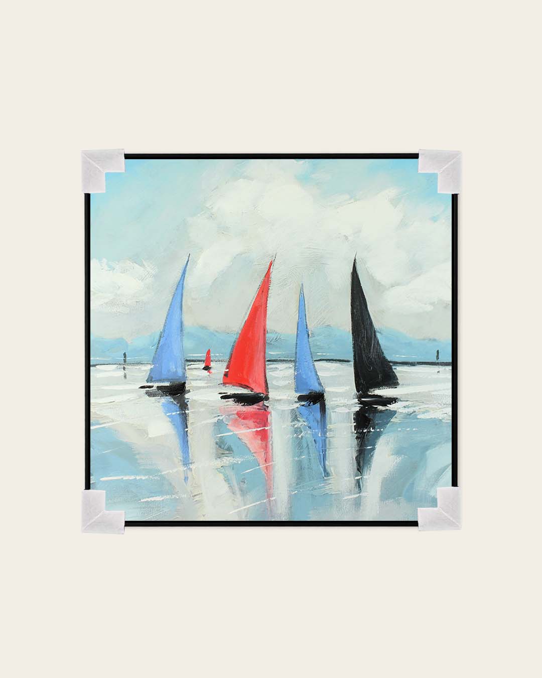 Regatta modern yacht painting for coastal interiors with corner protectors for delivery