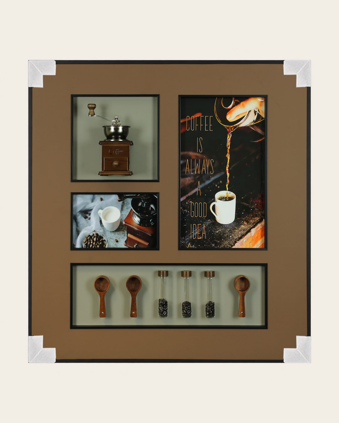Ritual of Coffee coffee grinder 3D shadow box wall art with corner protectors for delivery