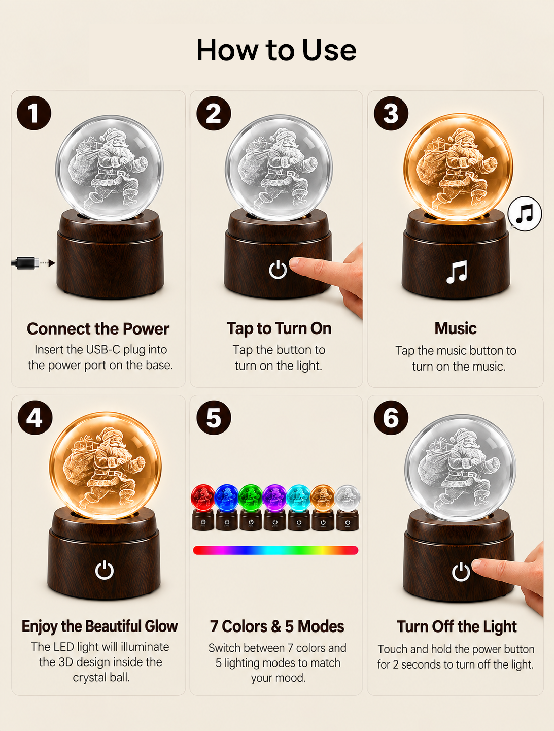 How to use the Midnight Santa crystal globe