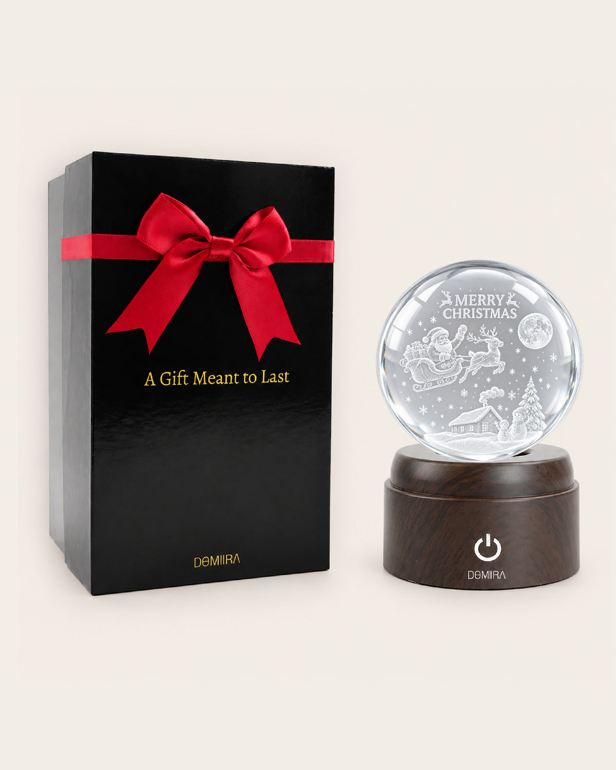 Night Before Christmas crystal globe with its gift box