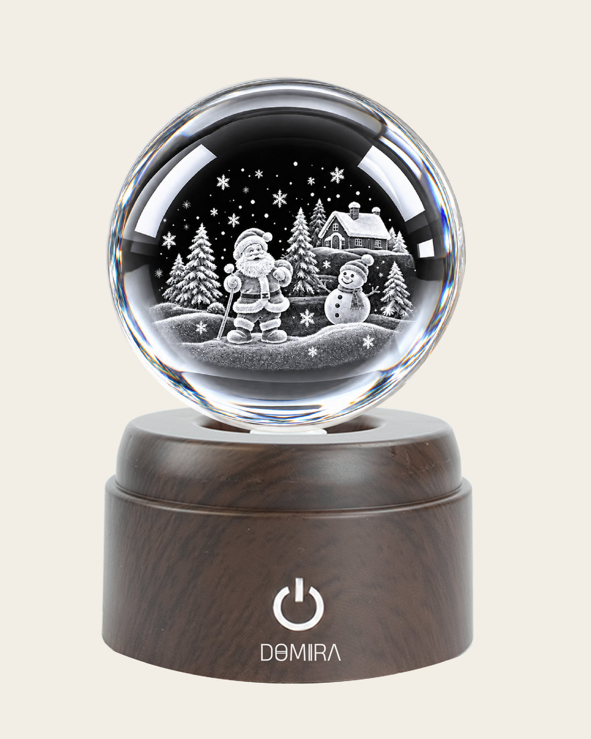 Season of Joy crystal globe close-up of the 3D engraved design