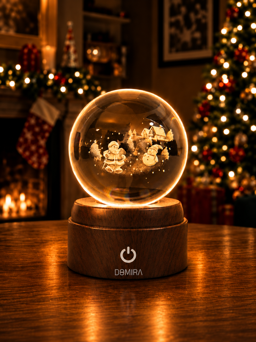 Season of Joy crystal globe glowing warm amber