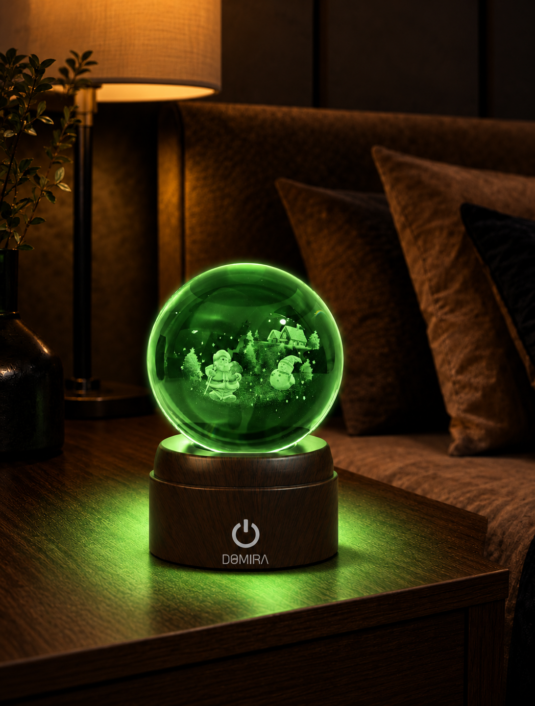 Season of Joy crystal globe glowing green