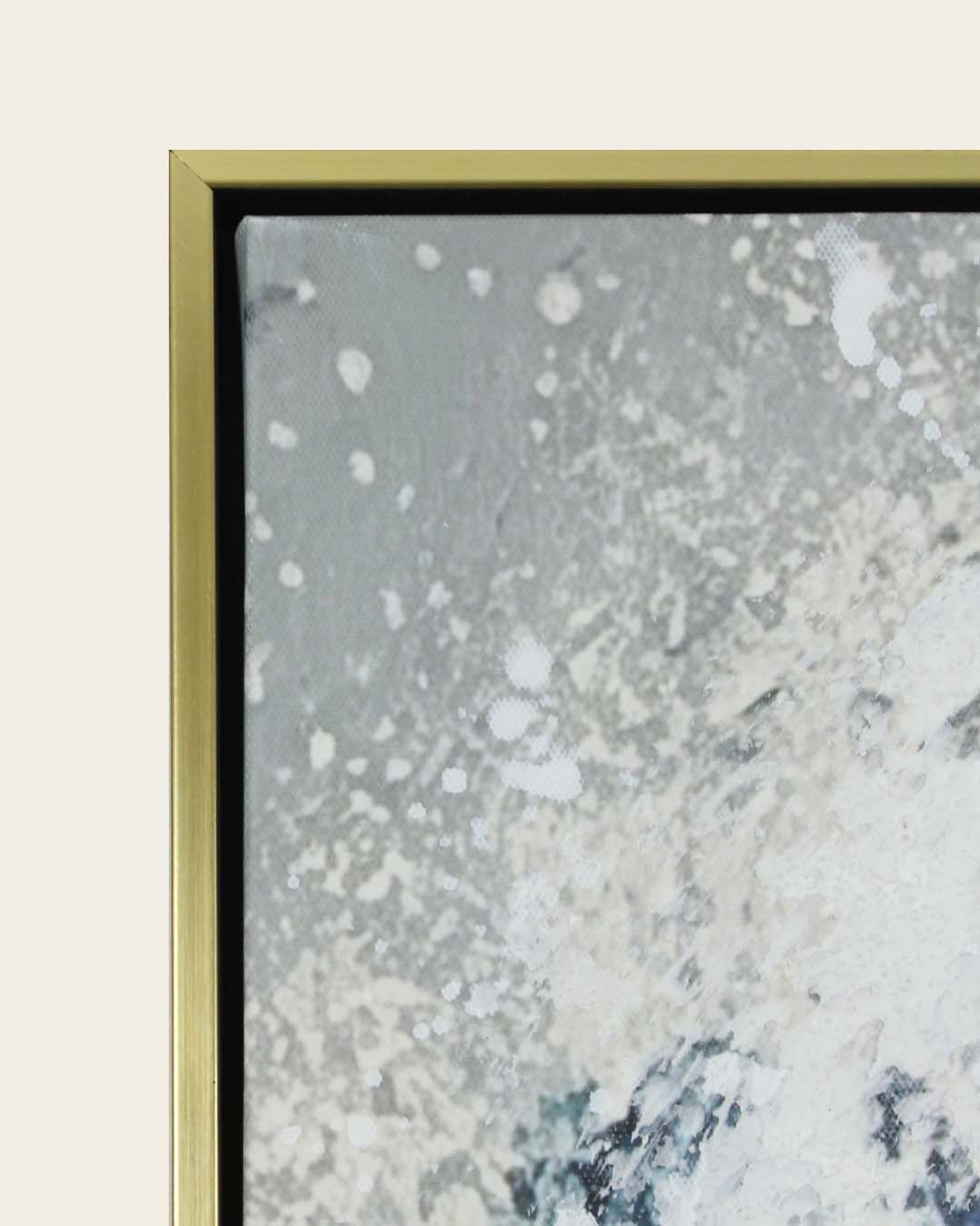 Sapphire Swell coastal wave wall art gold and black frame corner detail