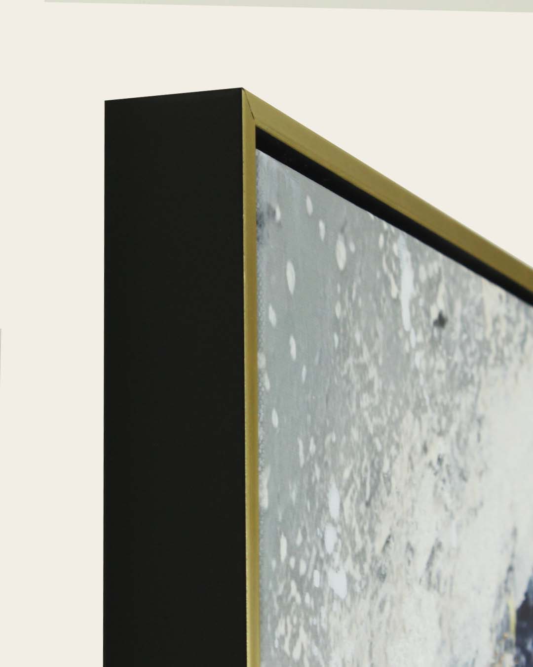 Sapphire Swell coastal wave wall art side profile of the gold and black frame