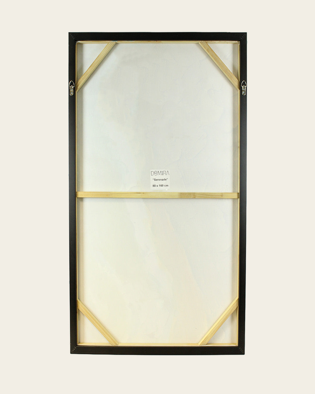 Serenade woman canvas painting back of the framed canvas