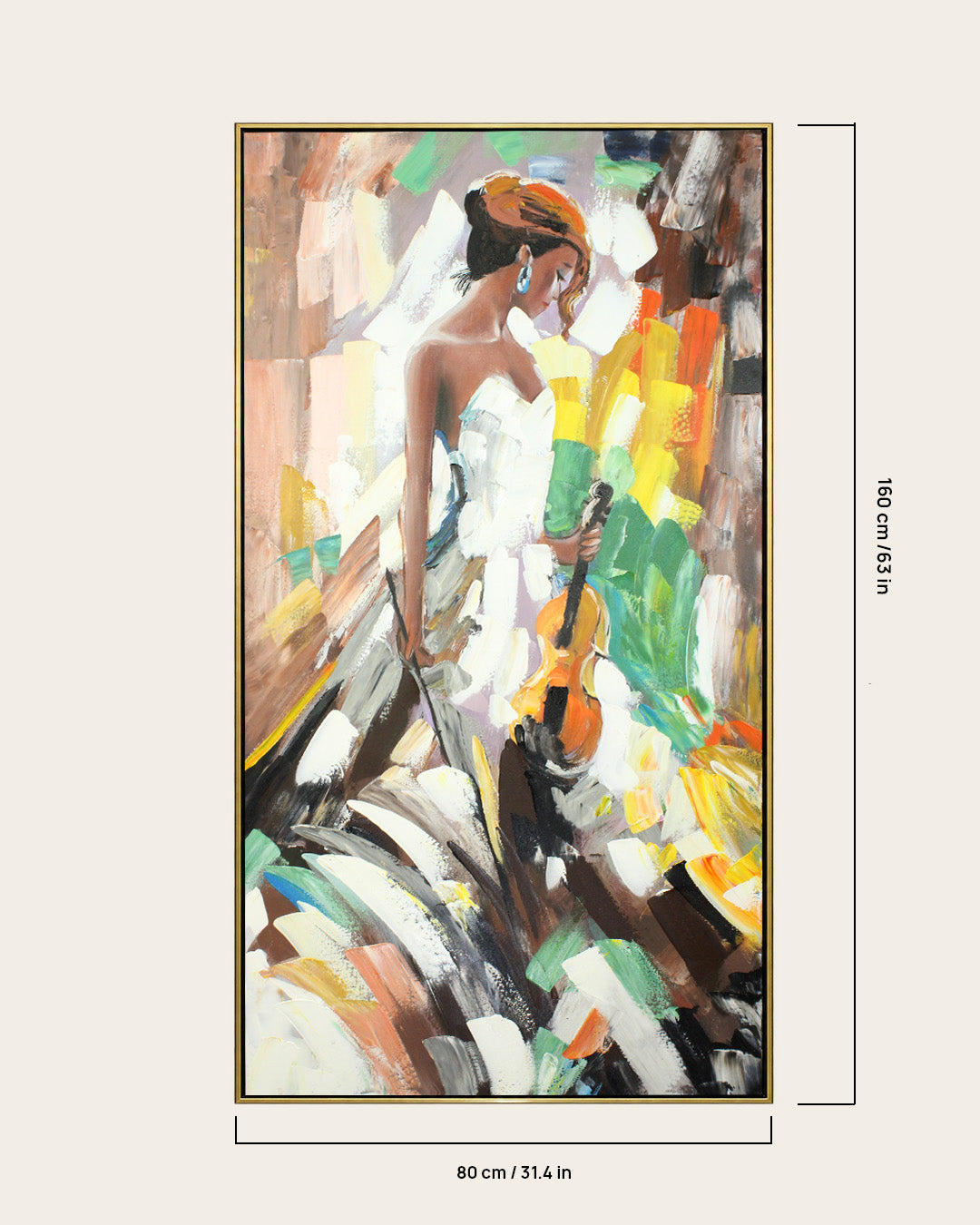 Serenade woman canvas painting with dimensions