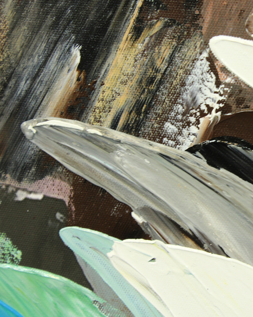 Serenade woman canvas painting close-up of the textured paint