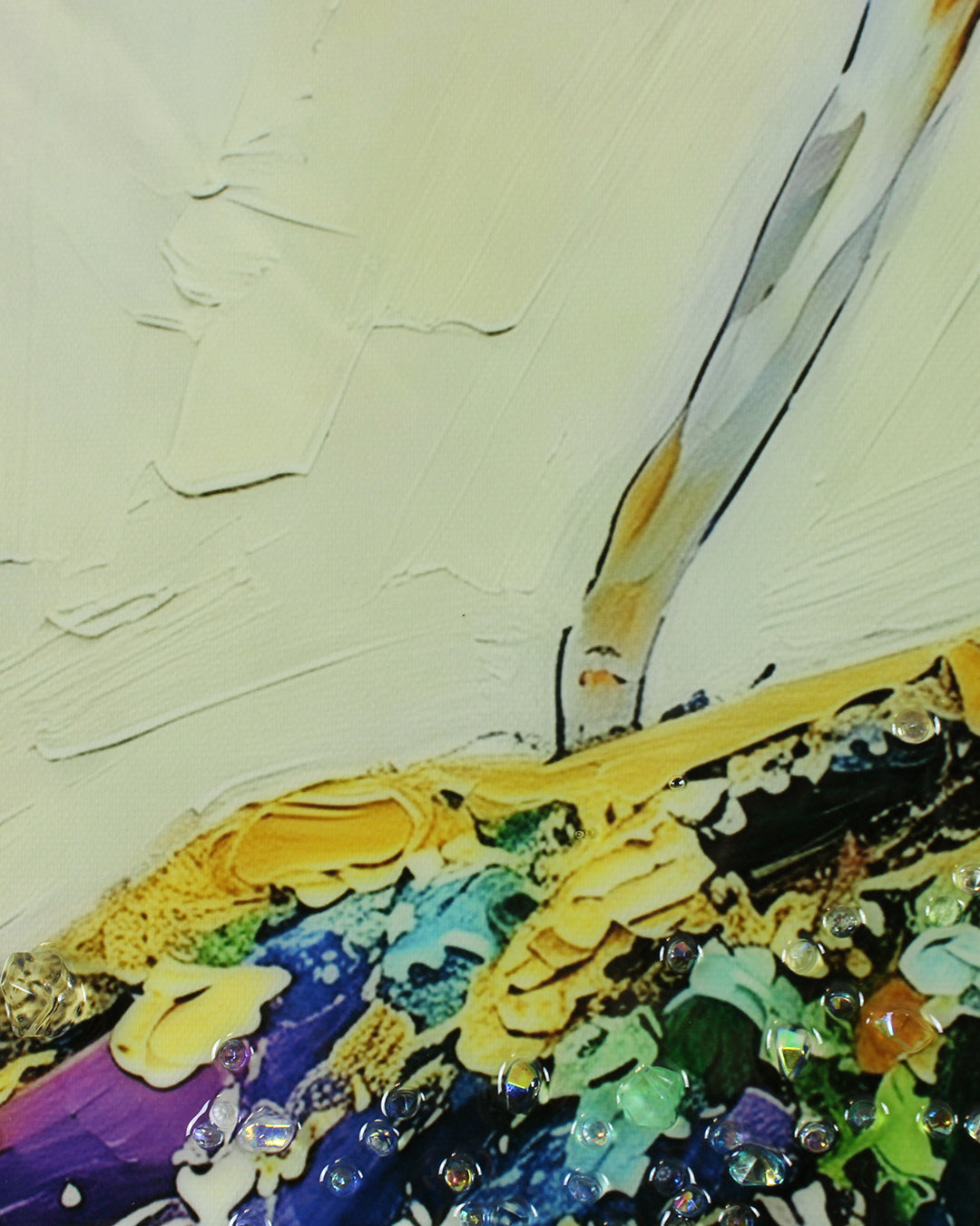 She Arrived woman resin wall art close-up of the painted brushwork