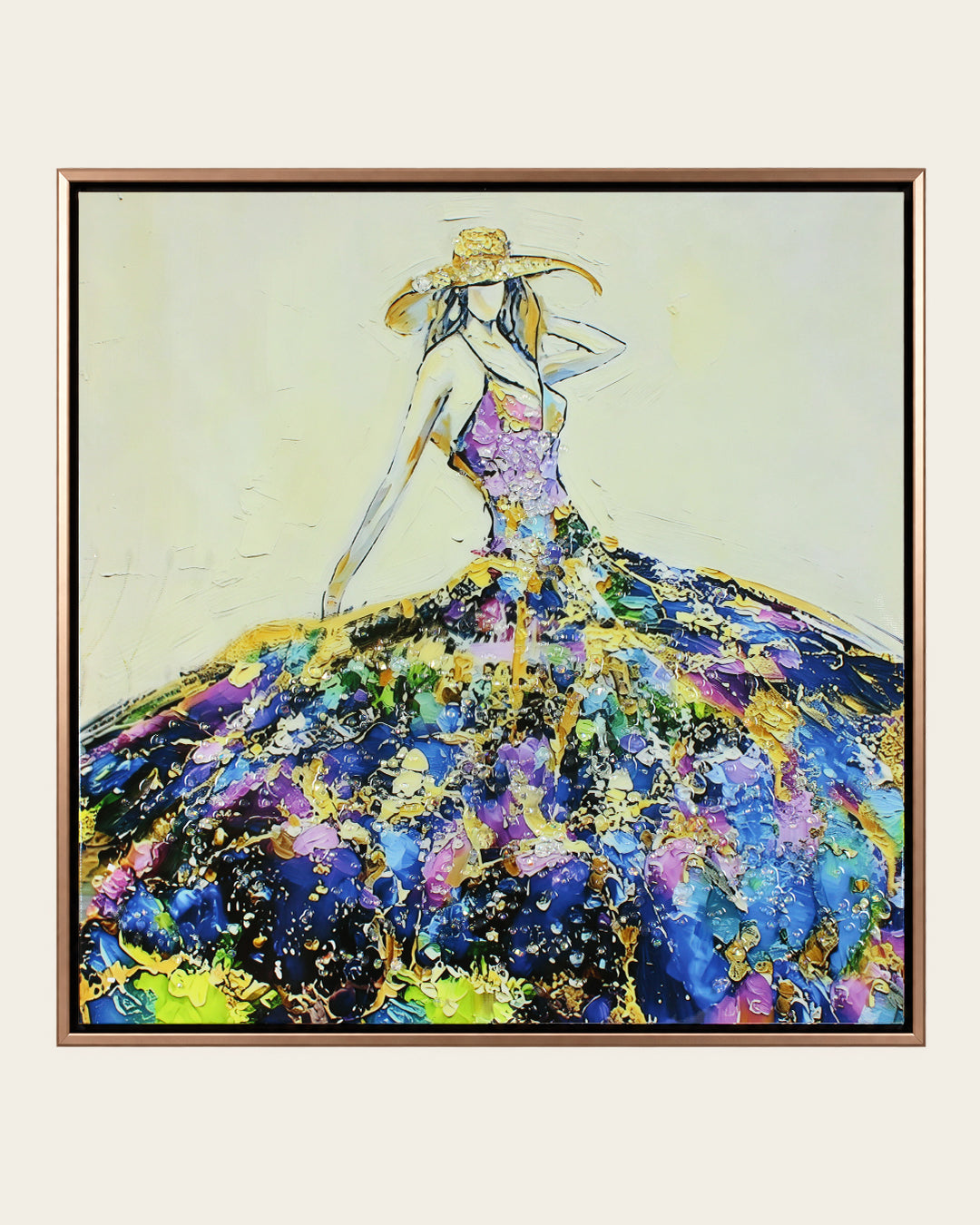 She Arrived woman resin wall art front view in a rose gold frame