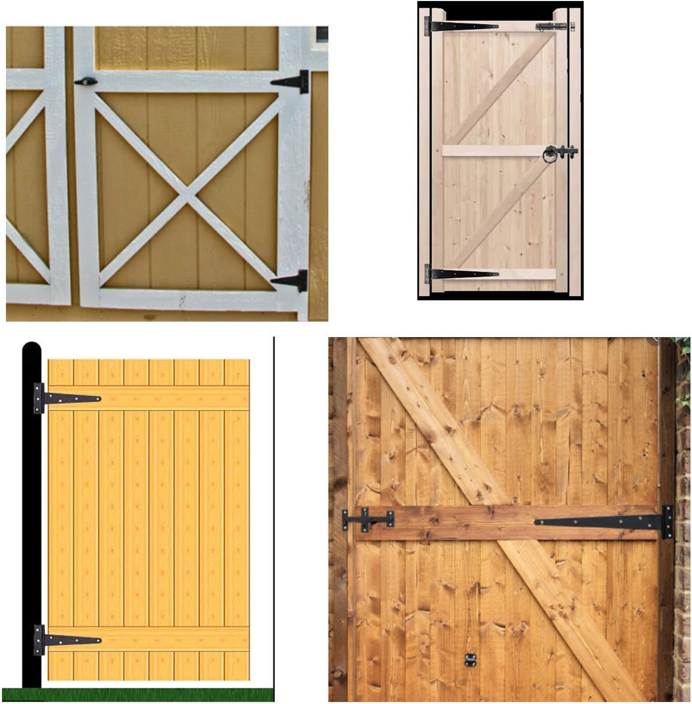 Tee hinges fitted on a shed door