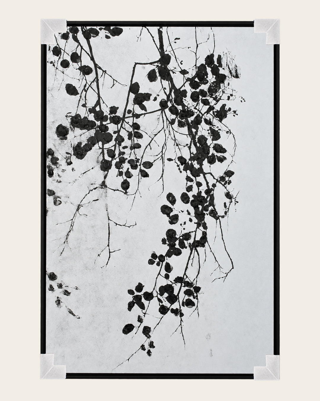Silent Growth botanical painting with corner protectors for delivery
