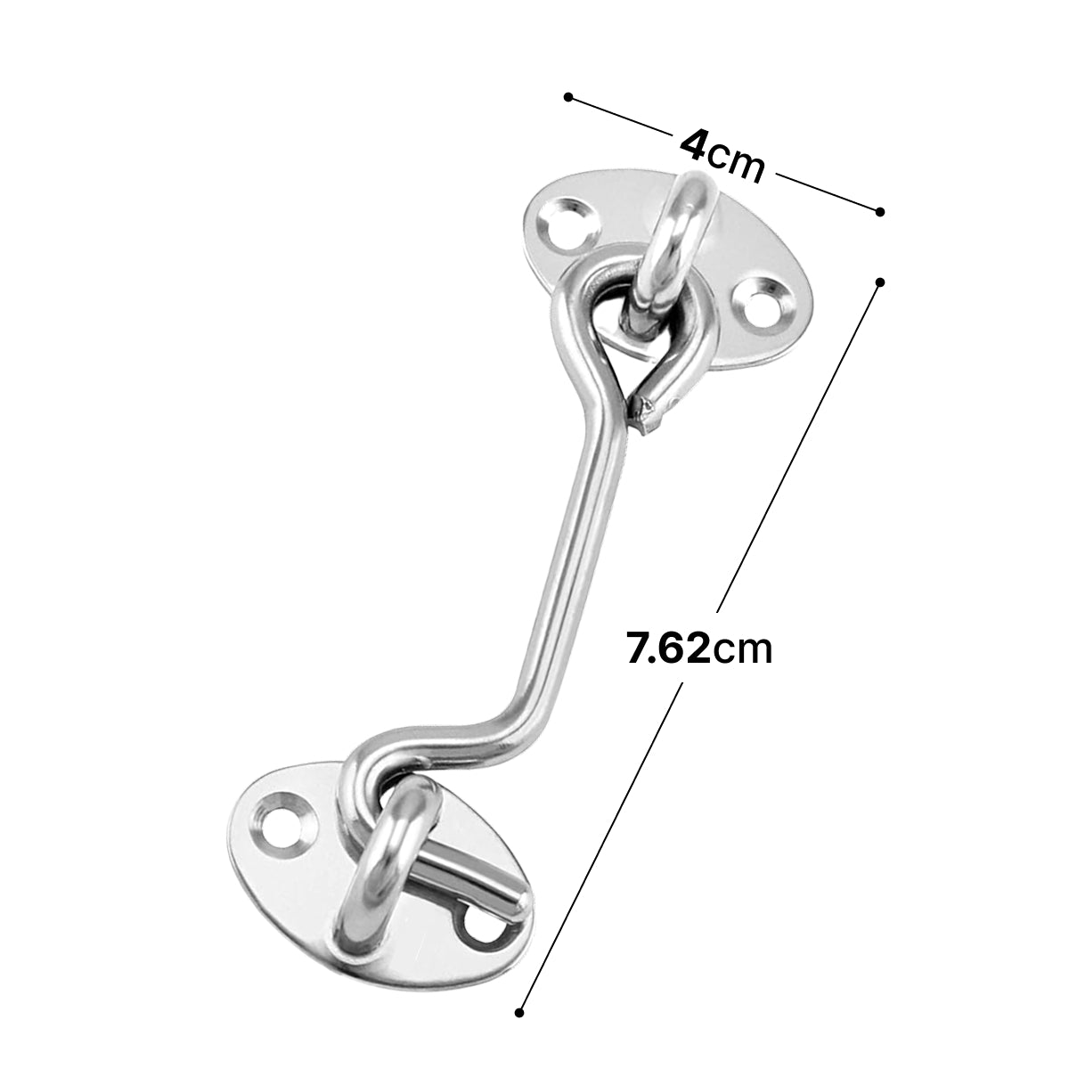 Silver 3 inch hook and eye door latch