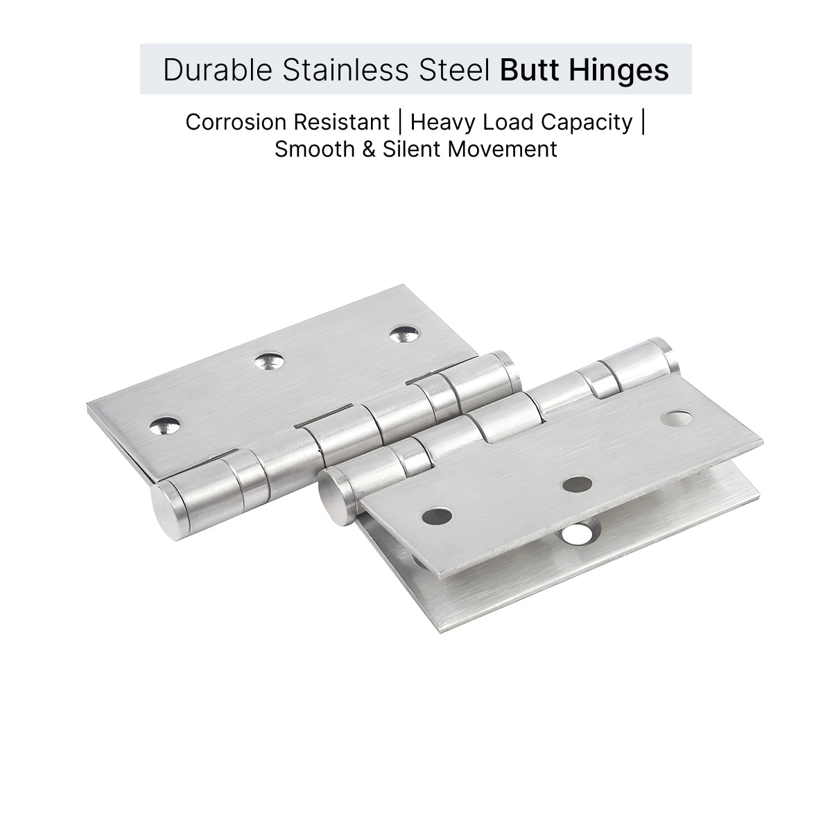 Silver 3 inch door hinges angled product view