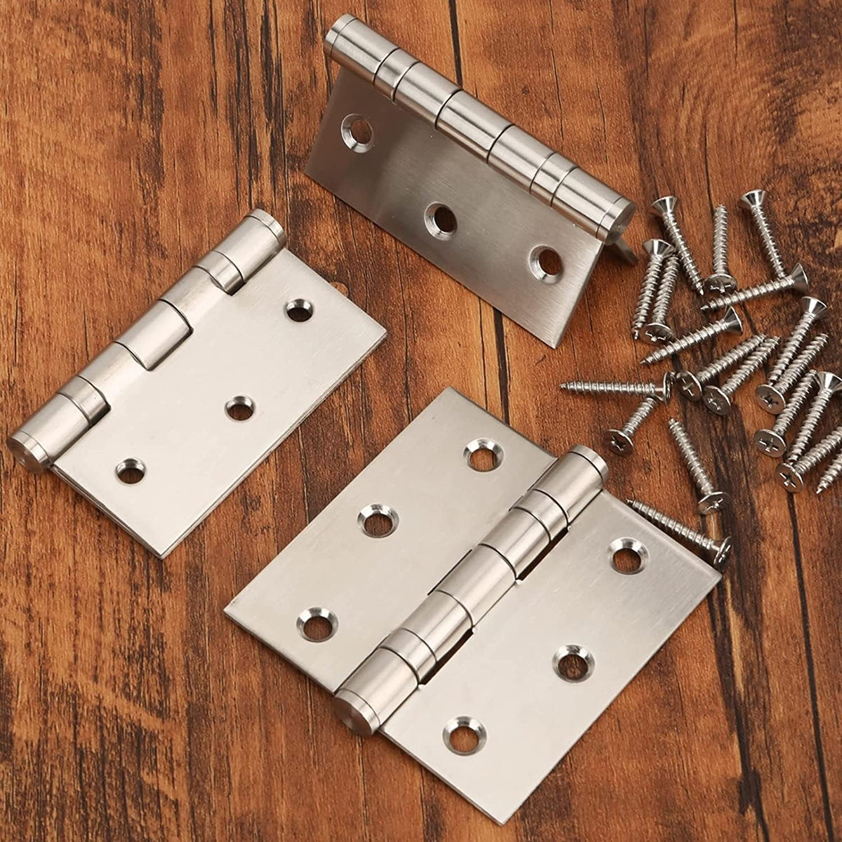 Silver 3 inch door hinges pack image