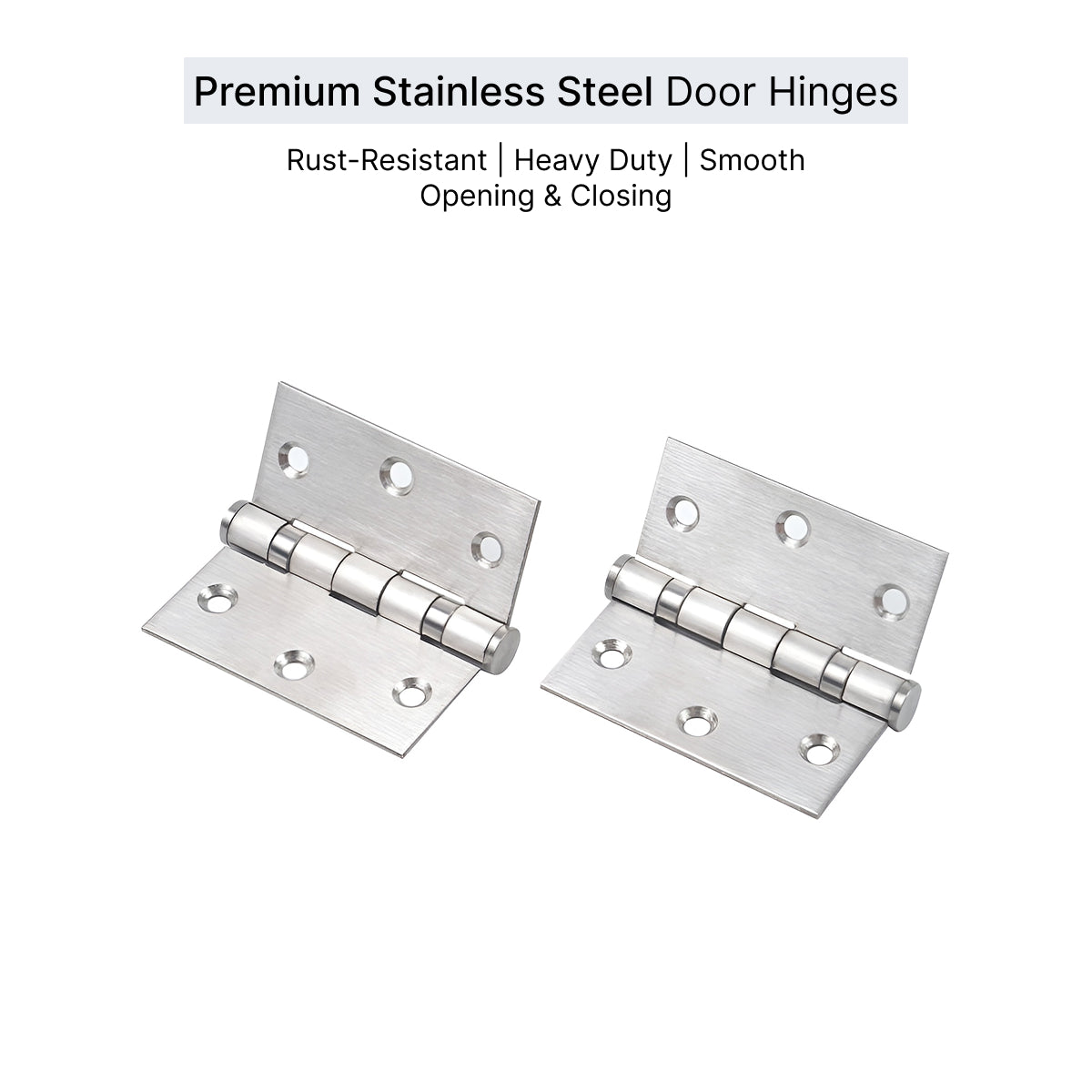 Silver 3 inch door hinges side view