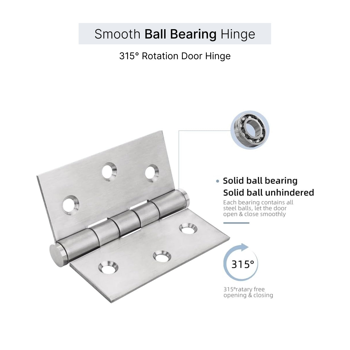 Silver 3 inch hinges finish detail