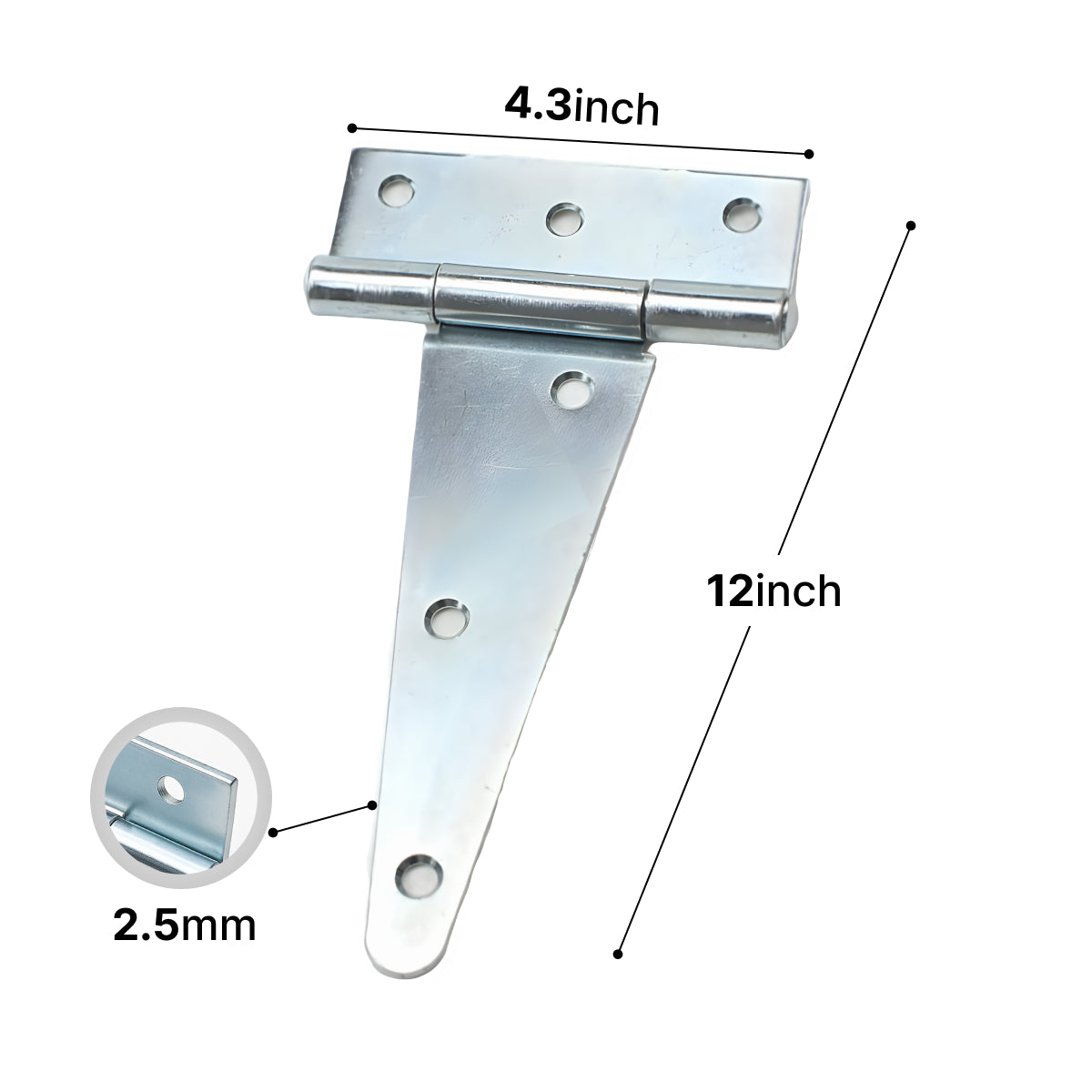Silver galvanized outdoor gate 12 inch hinges for strong support
