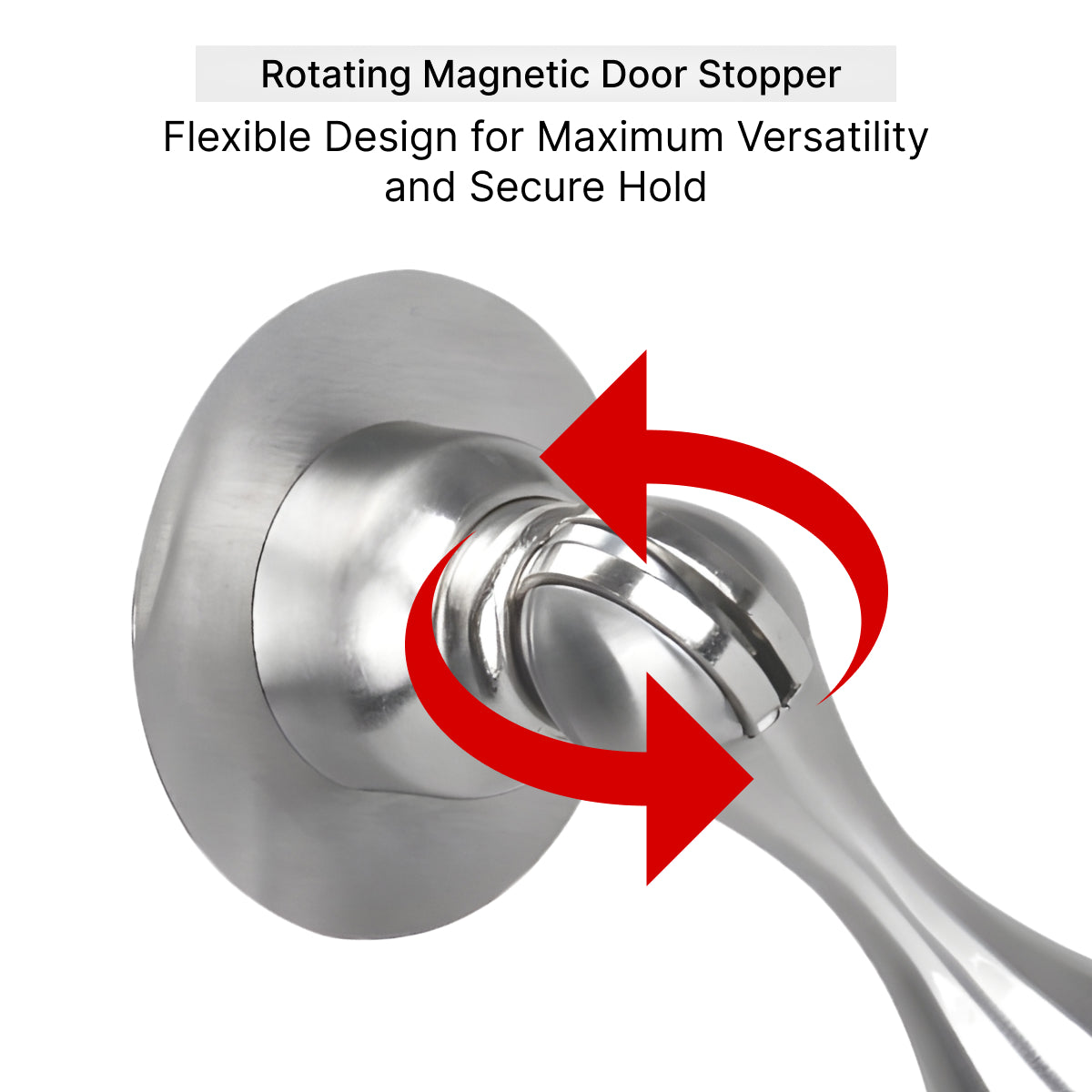 Silver magnetic door stopper close up detail