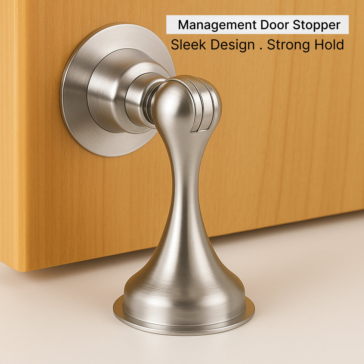Silver magnetic door stopper front view