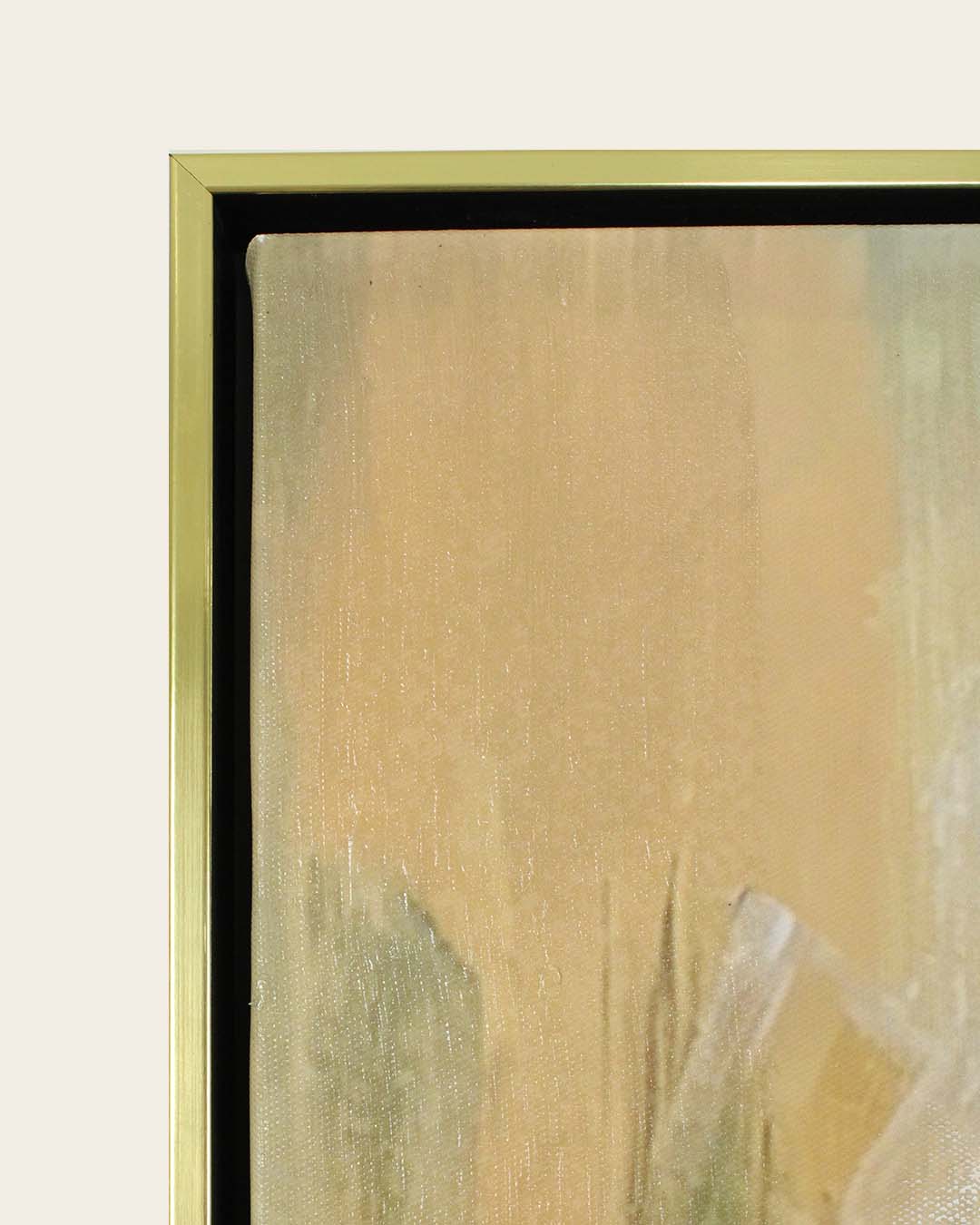 Six Strings acoustic guitar painting gold and black frame corner detail