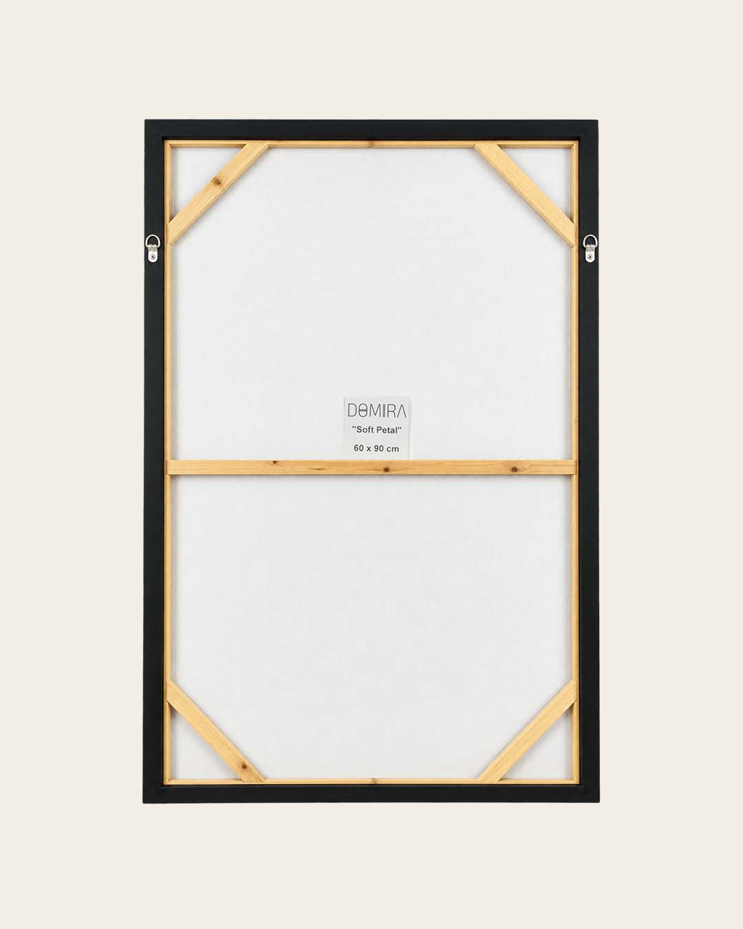 Soft Petal peony resin wall art back of the framed canvas