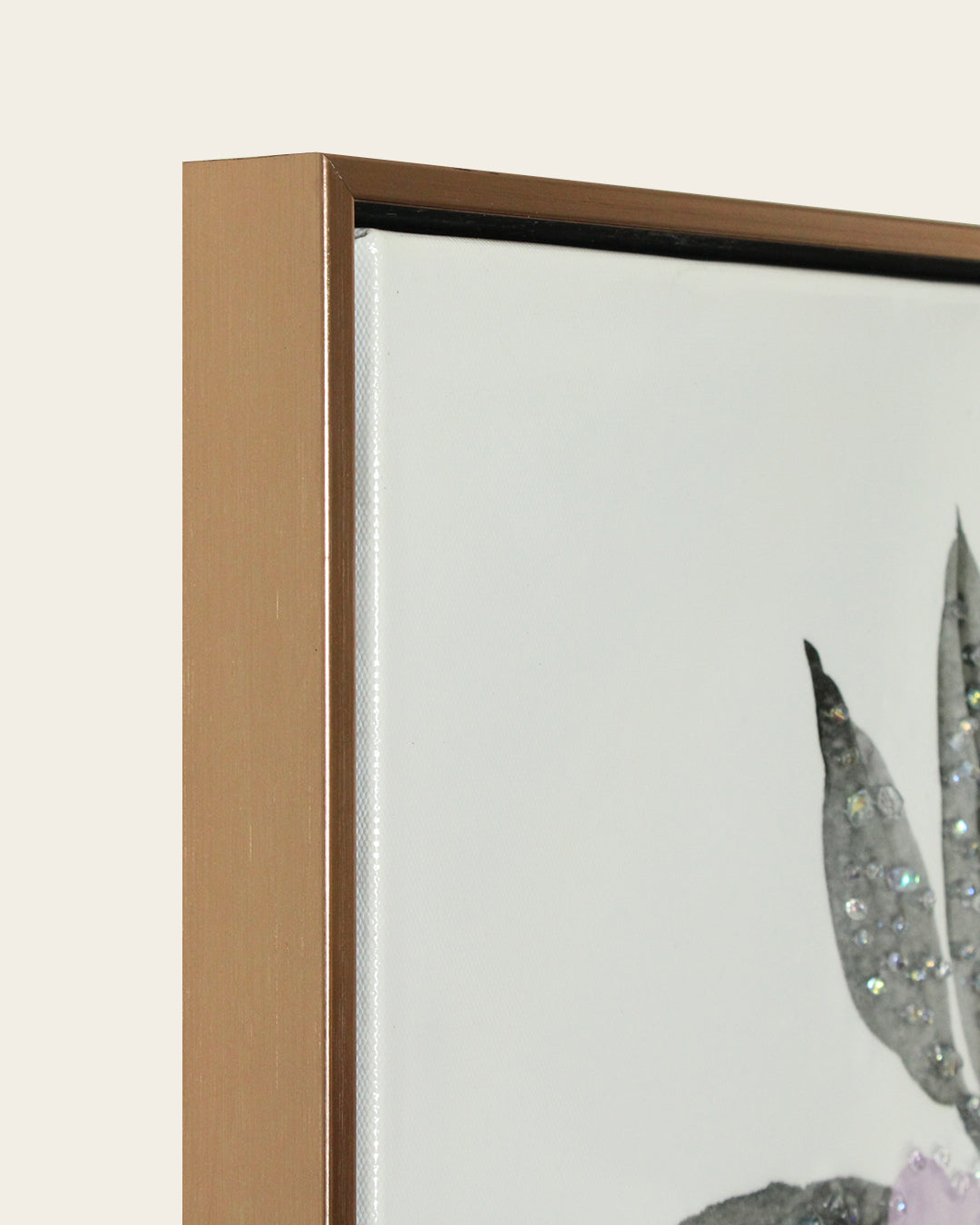 Soft Petal peony resin wall art side profile of the rose gold frame