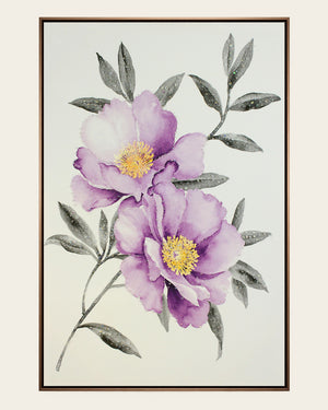 Soft Petal peony resin wall art front view in a rose gold frame