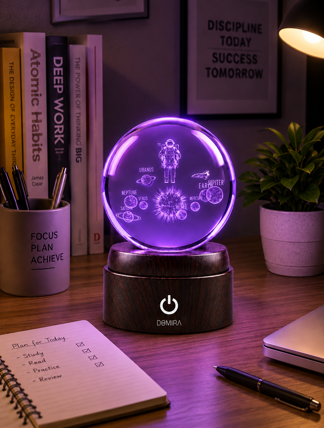 Cosmic Explorer crystal globe glowing purple