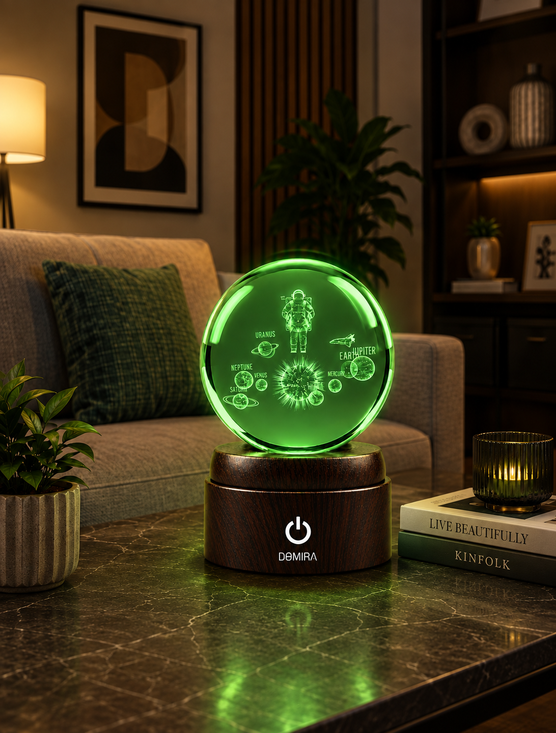Cosmic Explorer crystal globe glowing green