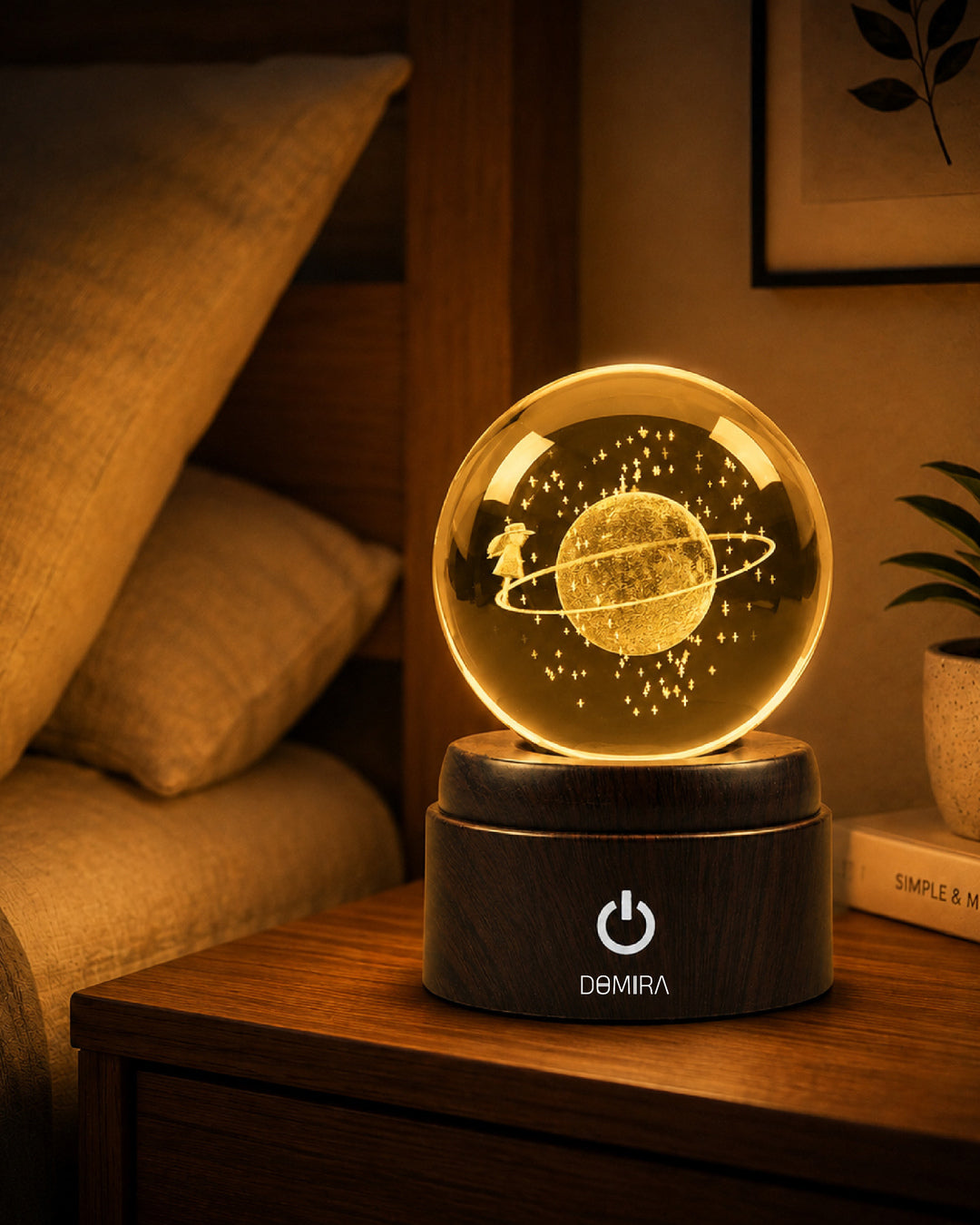 Orbital Dreams crystal globe glowing warm amber