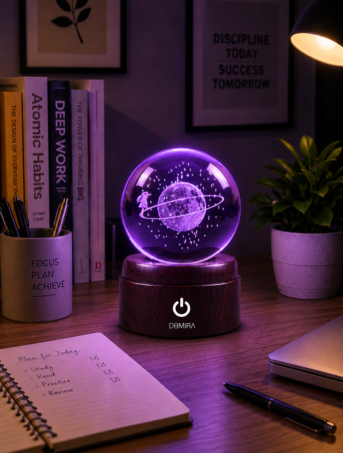 Orbital Dreams crystal globe glowing purple