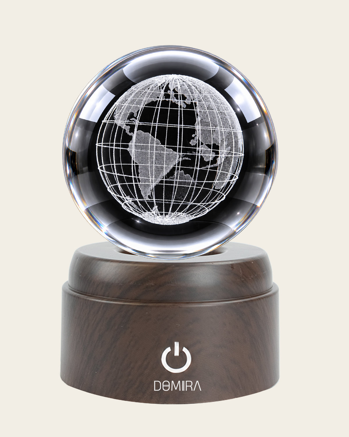 Our Planet crystal globe close-up of the 3D engraved design